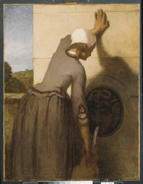 William Morris Hunt Girl at the Fountain France oil painting art